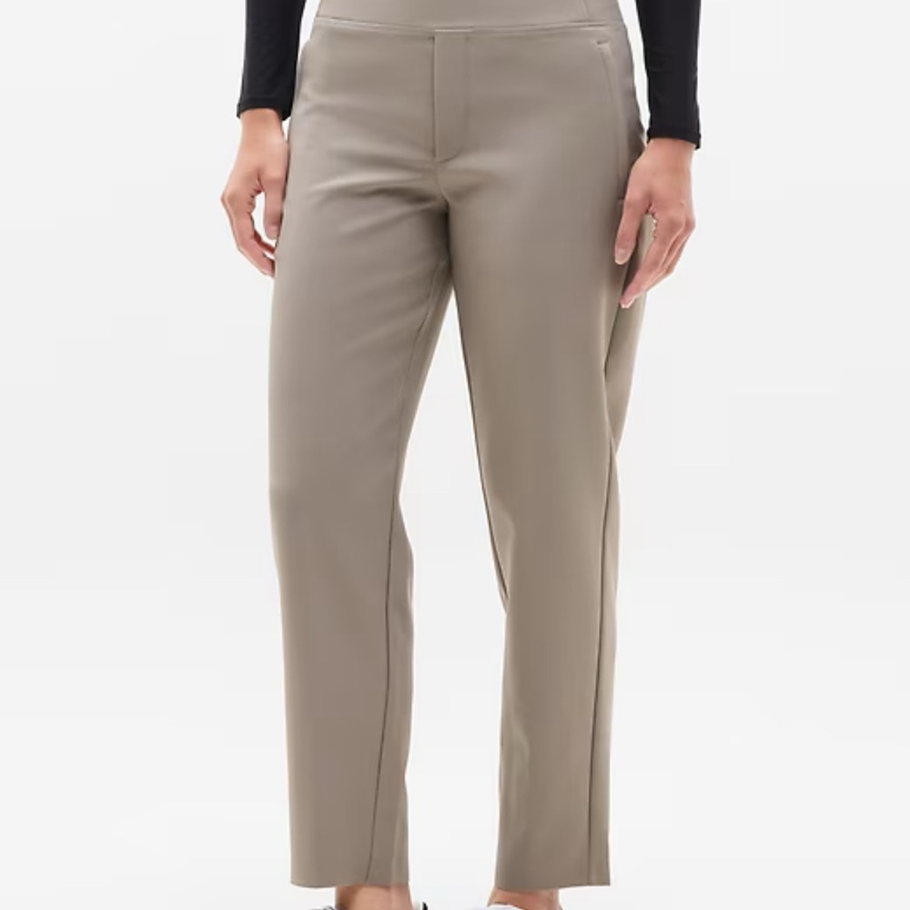 Athleta Straight-Leg Pants in Taupe
